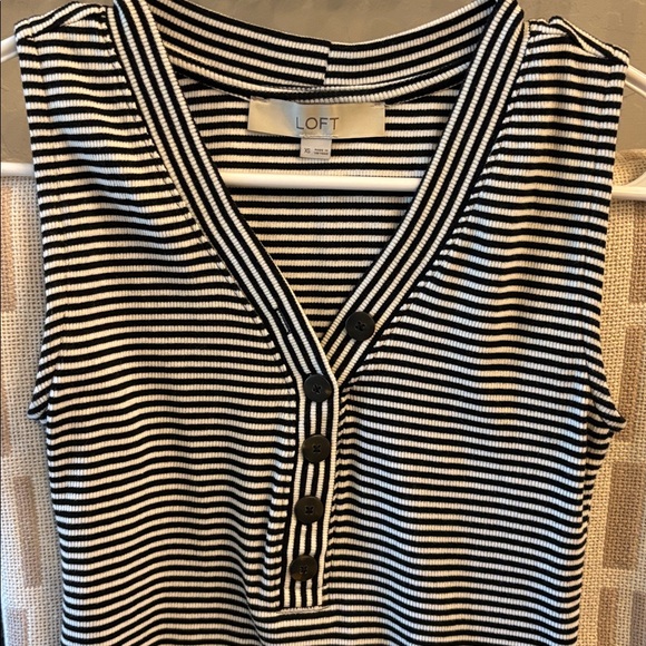 LOFT Ribbed Button Tank - Picture 2 of 3